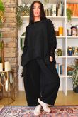 Lock Needlecord Shirring Barrel Pant Black
